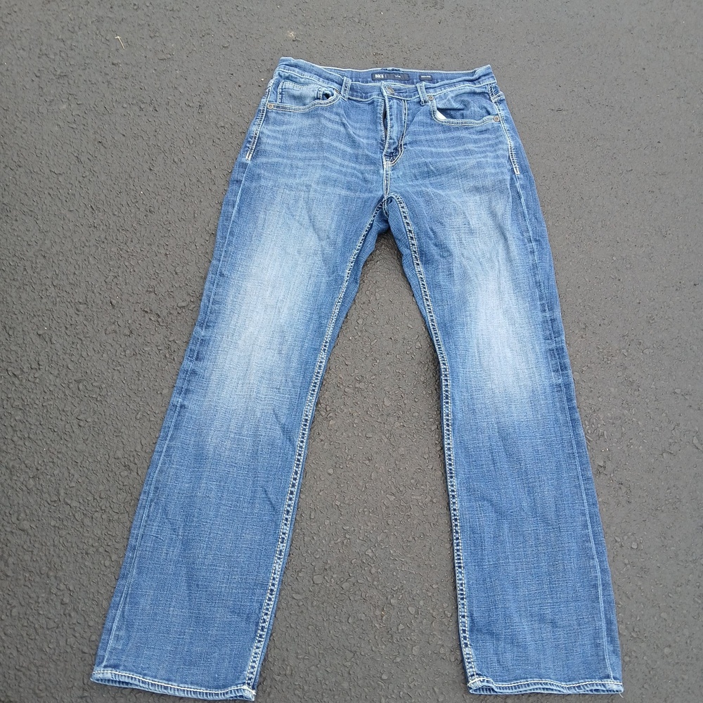 BKE TYLR Jeans Mens 32x32 Blue Medium Wash Relaxed Straight Denim Pants Casual